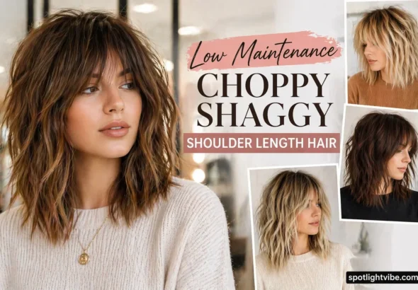 Low Maintenance Choppy Shaggy Shoulder Length Hair